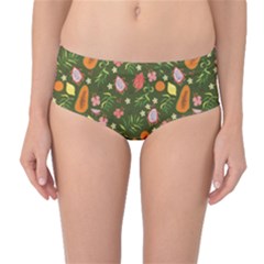 Tropical Fruits Love Mid-waist Bikini Bottoms by designsbymallika