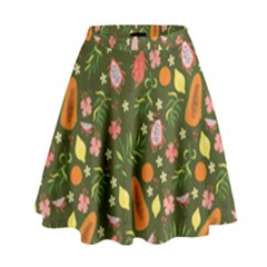 Tropical Fruits Love High Waist Skirt by designsbymallika