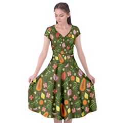 Tropical Fruits Love Cap Sleeve Wrap Front Dress by designsbymallika