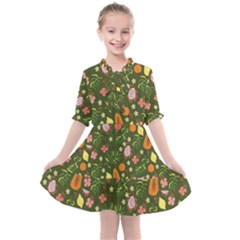 Tropical Fruits Love Kids  All Frills Chiffon Dress by designsbymallika