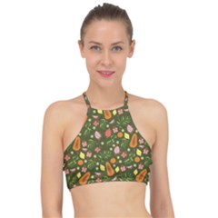 Tropical Fruits Love Racer Front Bikini Top by designsbymallika