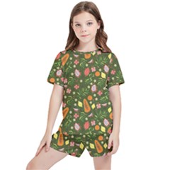 Tropical Fruits Love Kids  Tee And Sports Shorts Set