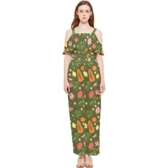 Tropical Fruits Love Draped Sleeveless Chiffon Jumpsuit