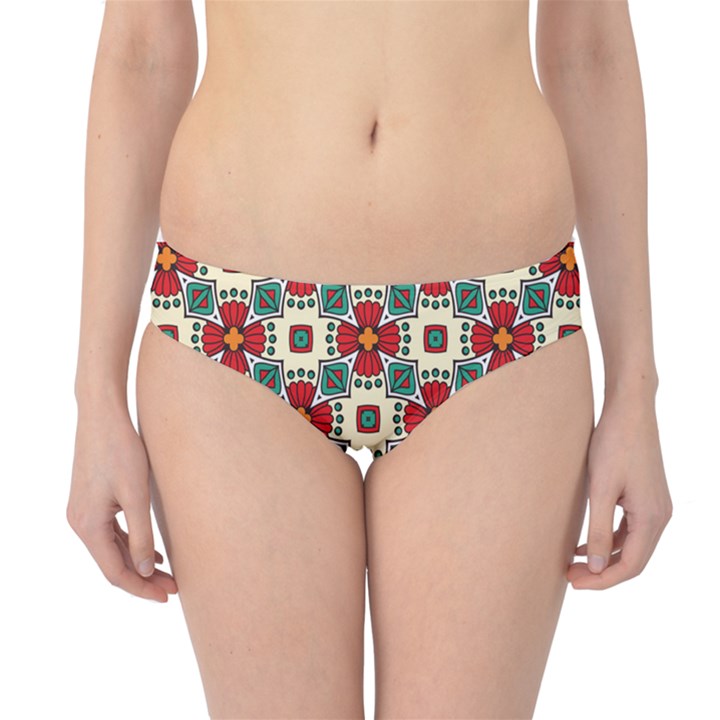 Seamless Red Pattern Hipster Bikini Bottoms