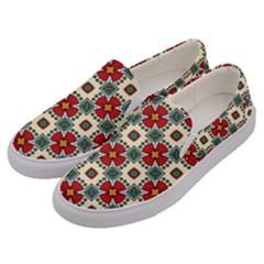 Seamless Red Pattern Men s Canvas Slip Ons