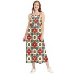 Seamless Red Pattern Boho Sleeveless Summer Dress by designsbymallika