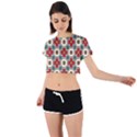 Seamless Red Pattern Tie Back Short Sleeve Crop Tee View1