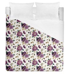 Pretty Dark Magenta Flowers Duvet Cover (queen Size) by designsbymallika