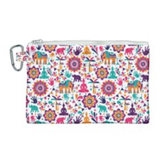 Indian Love Canvas Cosmetic Bag (large) by designsbymallika