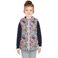 High School Love Kids  Hooded Puffer Vest by designsbymallika