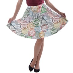 Travel World A-line Skater Skirt by designsbymallika