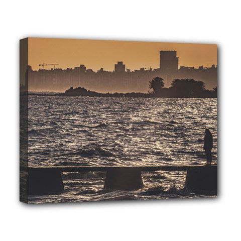 Cityscape Coastal Scene Montevideo Uruguay Deluxe Canvas 20  X 16  (stretched) by dflcprintsclothing