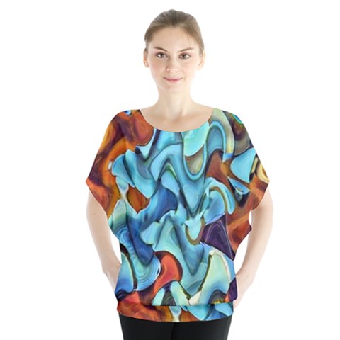 Abstrait Batwing Chiffon Blouse by sfbijiart