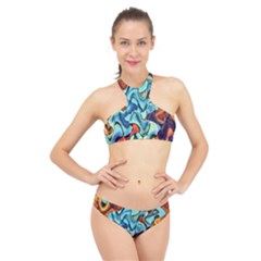 Abstrait High Neck Bikini Set