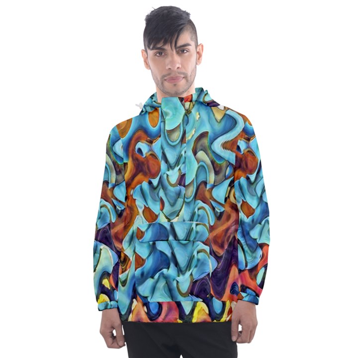 Abstrait Men s Front Pocket Pullover Windbreaker