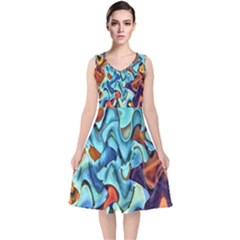 Abstrait 001 -1 (1)p V-neck Midi Sleeveless Dress  by sfbijiart