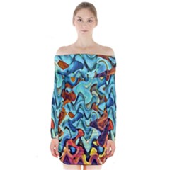 Abstrait 001 -1 (1)p Long Sleeve Off Shoulder Dress by sfbijiart