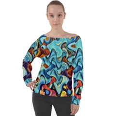 Abstrait 001 -1 (1)p Off Shoulder Long Sleeve Velour Top by sfbijiart