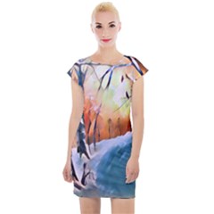 Paysage D hiver Cap Sleeve Bodycon Dress by sfbijiart