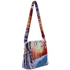 Paysage D hiver Zipper Messenger Bag by sfbijiart