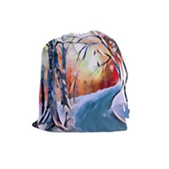 Paysage D hiver Drawstring Pouch (large) by sfbijiart