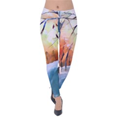 Paysage D hiver Velvet Leggings by sfbijiart