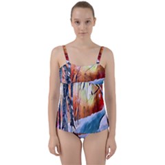 Paysage D hiver Twist Front Tankini Set by sfbijiart