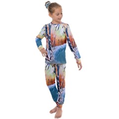 Paysage D hiver Kids  Long Sleeve Set  by sfbijiart