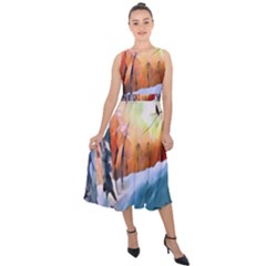 Paysage D hiver Midi Tie-back Chiffon Dress by sfbijiart