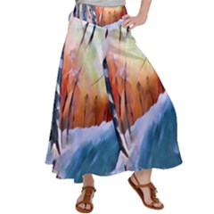 Paysage D hiver Satin Palazzo Pants by sfbijiart