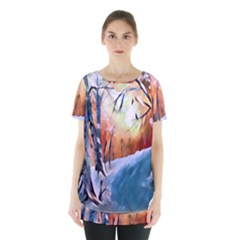 Paysage D hiver Skirt Hem Sports Top by sfbijiart