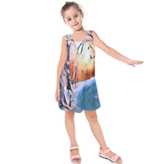 Paysage D hiver Kids  Sleeveless Dress by sfbijiart