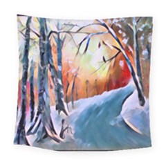 Paysage D hiver Square Tapestry (large)