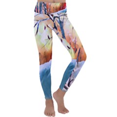 Paysage D hiver Kids  Lightweight Velour Classic Yoga Leggings by sfbijiart