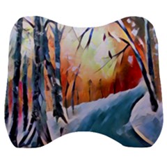 Paysage D hiver Velour Head Support Cushion by sfbijiart