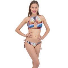 Paysage D hiver Cross Front Halter Bikini Set by sfbijiart