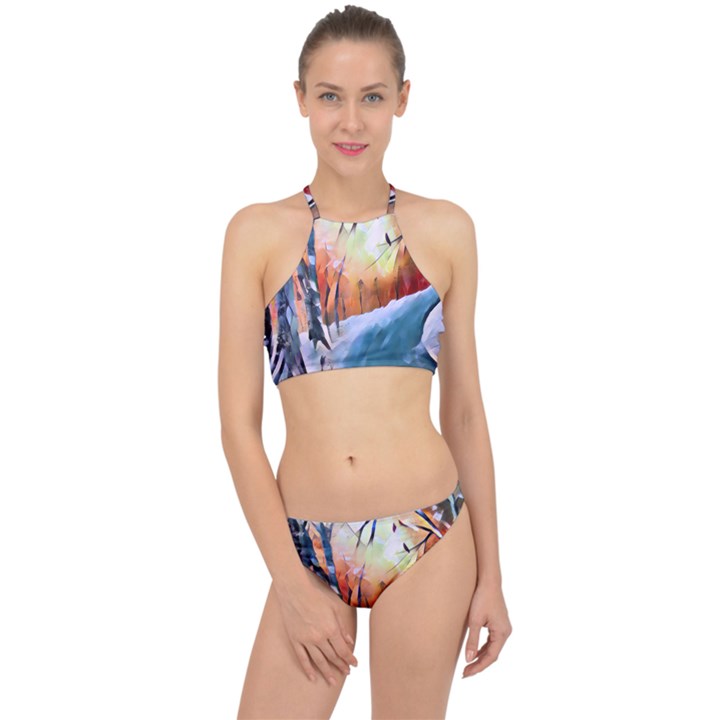 Paysage D hiver Racer Front Bikini Set