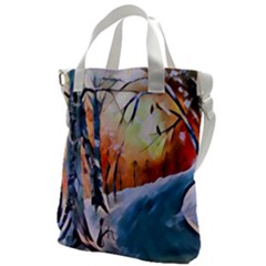 Paysage D hiver Canvas Messenger Bag by sfbijiart