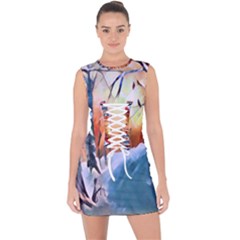 Paysage D hiver Lace Up Front Bodycon Dress by sfbijiart