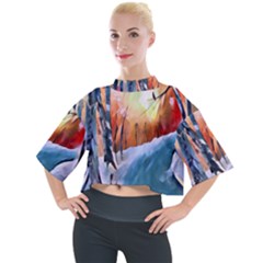 Paysage D hiver Mock Neck Tee by sfbijiart