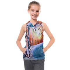 Paysage D hiver Kids  Sleeveless Hoodie by sfbijiart