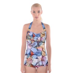 Multifleurs Boyleg Halter Swimsuit  by sfbijiart