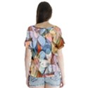 Multifleurs V-Neck Flutter Sleeve Top View2