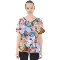 Multifleurs V-neck Dolman Drape Top by sfbijiart