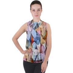 Multifleurs Mock Neck Chiffon Sleeveless Top by sfbijiart