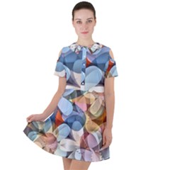 Multifleurs Short Sleeve Shoulder Cut Out Dress  by sfbijiart