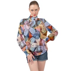 Multifleurs High Neck Long Sleeve Chiffon Top by sfbijiart