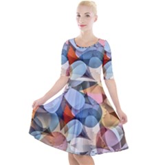 Multifleurs Quarter Sleeve A-line Dress by sfbijiart