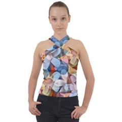 Multifleurs Cross Neck Velour Top by sfbijiart