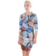 Multifleurs Quarter Sleeve Hood Bodycon Dress by sfbijiart